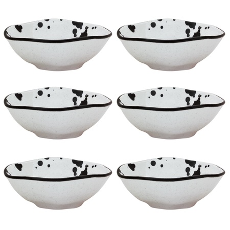 MANHATTAN COMFORT RYO 6 Large Dinner 20.29 oz Soup Bowls in Black and White RM08-9605